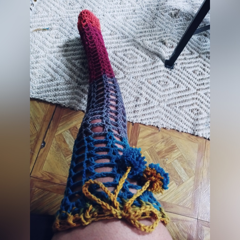 Handmade Knee High Crochet Socks